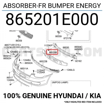 Hyundai Accent Ön Tampon Darbe Emici 2006- (Oem No:  865201E000)