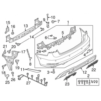 Audi A3 Arka Tampon Karlık Panjuru Slıne Sağ 2016- (Oem No:  8V5807820B)