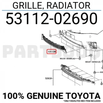 Toyota Corolla 2016-2018 Ön Tampon Panjuru Orta (Oem No:  5311202690)