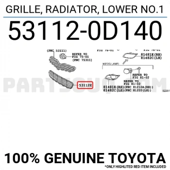 Toyota Yaris Ön Tampon Panjuru Sıyah 2009-  (Oem No:  531120D140)
