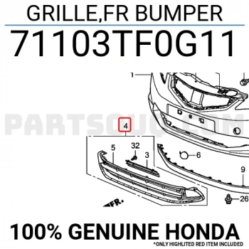 Honda Jazz Ön Tampon Panjuru 2008  (Oem No:  71103Tf0G11)