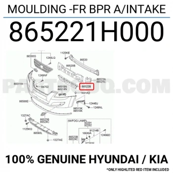 Kia Ceed Ön Tampon Panjuru Orta 2007  (Oem No:  865221H000)