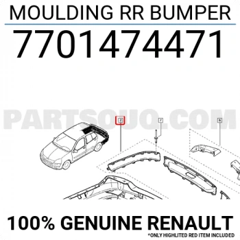 Renault Clio Symbol Arka Tampon Bandı  Sağ 2001-2005 (Oem No:  7701474471)
