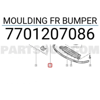 Renault Clio Ön Tampon Bandı Sol 2001-2005 (Oem No:  7701207086)