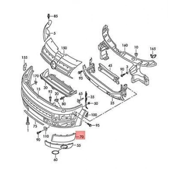 Volkswagen Transporter T6 Ön Tampon Bandı Astarlı Sağ 2010- (Oem No:  7E5807820Gru)
