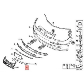 Bmw 1 Serisi Ön Tampon Bandı Sensör Delikli Sol 2007-- (Oem No:  51117185133)