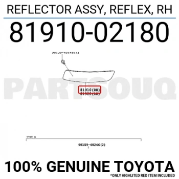 Toyota Corolla Arka Tampon Reflektörü Sol 2013-2017 (Oem No:  8191002180)