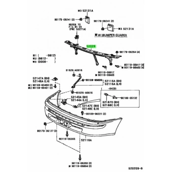 Toyota Corolla Ön Tampon Demiri 1992-1997 (Oem No:  5202912010)