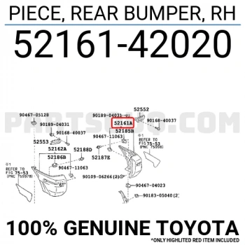 Toyota Rav 4 Arka Tampon Köşe 4 Kapı Sağ 1994-1997 (Oem No:  5216142020)