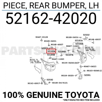 Toyota Rav 4 Arka Tampon Köşe 4 Kapı Sol 1994-1997 (Oem No:  5216242020)