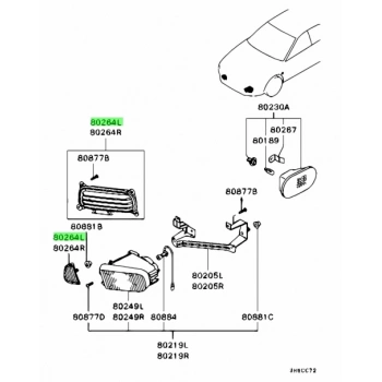 Mitsubishi Galant Ön Tampon Sis Far Kapağı Sol 1998- (Oem No:  Mr465637)