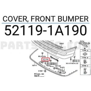 Toyota Corolla Ön Tampon 1988-1992 (Oem No:  521191A190)