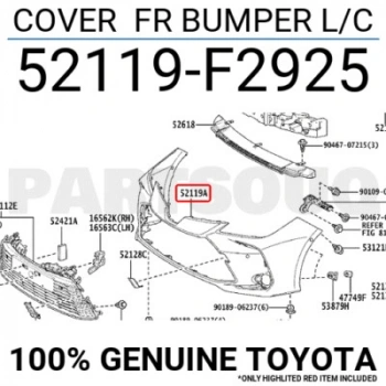 Toyota Corolla Ön Tampon Panjurlu 2018 (Oem No:  52119-F2925)