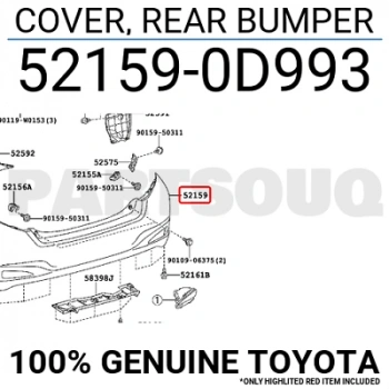 Toyota Yaris Arka Tampon Reflektör Delikli 2012- 2014- (Oem No:  521590D993)