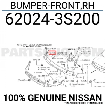 Nissan Pıckup D22 Ön Tampon Sıyah Sağ 1997-2001 (Oem No:  620243S200)