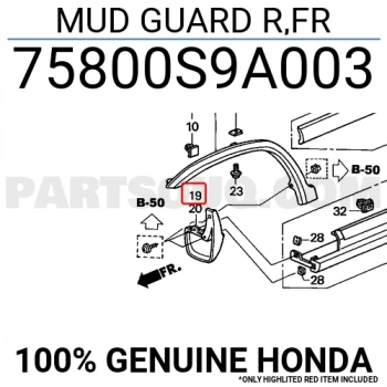 Honda Crv Arka Tampon Alt Parça Sağ 2002-2004 (Oem No:  75800S9A003)