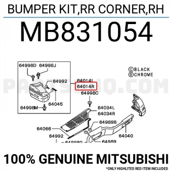 Mitsubishi Pajero Arka Tampon Gri Sağ 1991-1996 (Oem No:  Mb831054)
