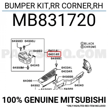 Mitsubishi Pajero Arka Tampon Sağ 1991-1996 (Oem No:  Mb831720)