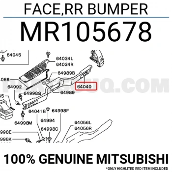Mitsubishi Pajero Arka Tampon Orta Sıyah 1991-1996 (Oem No:  Mr105678)