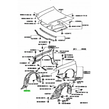 Toyota Corona Ön Çamurluk Davlumbazı Sağ 1993--1997 (Oem No:  5387520240)