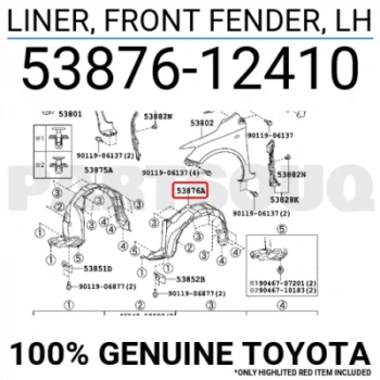 Toyota Corolla Ön Çamurluk Davlumbazı Sol 2008-2013 (Oem No:  5387612410)