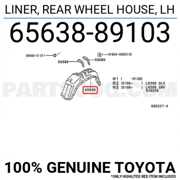 Toyota Hilux Ln85 Arka Çamurluk Davlumbazı Sol 1989-1997  (Oem No:  6563889103)