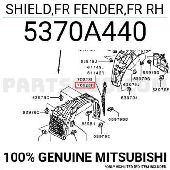 Mitsubishi Lancer Ön Çamurluk Davlumbazı Sağ 2008- (Oem No:  5370A440)