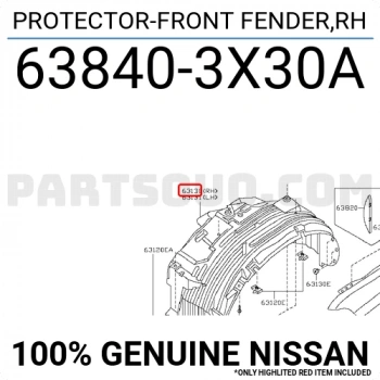 Nissan Navara Ön Çamurluk Davlumbazı Sağ 2005  (Oem No:  638403X30A)