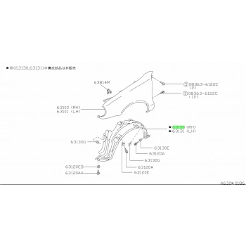 Nissan Micra Ön Çamurluk Davlumbazı Sağ 1992-1998 (Oem No:  6384241B15)