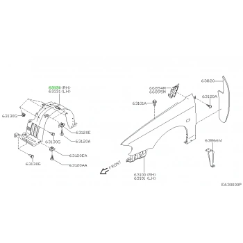 Nissan Almera Ön Çamurluk Davlumbazı Sağ 2000-2002 (Oem No:  638424M710)