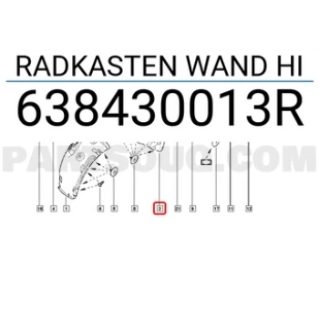 Renault Fluence/Megane Ön Çamurluk Davlumbazı Önün Arkası Sol 2009-  (Oem No:  638430013R)