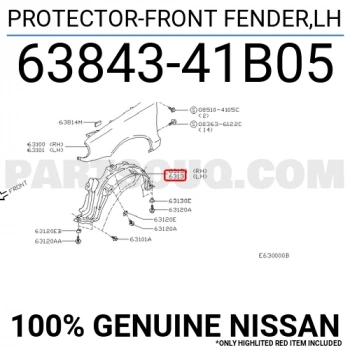 Nissan Micra Ön Çamurluk Davlumbazı Sol 1992-1998 (Oem No:  6384341B05)