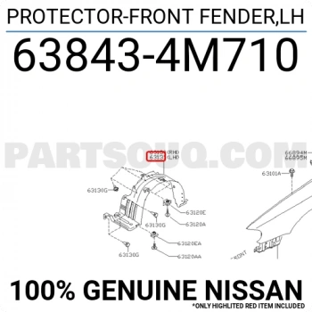 Nissan Almera Ön Çamurluk Davlumbazı Sol 2003-2006 (Oem No:  638434M710)