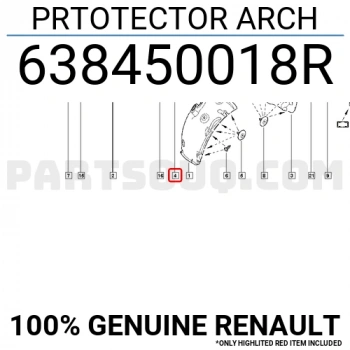 Renault Fluence/Megane Ön Çamurluk Davlumbazı Önün Arkası Sağ 2009-  (Oem No:  638450018R)