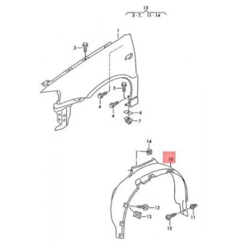 Volkswagen Polo Ön Çamurluk Davlumbazı Sağ 1999-2001 (Oem No:  6N0809962E)