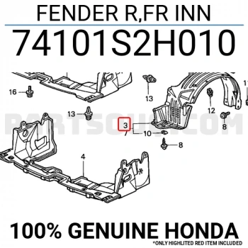 Honda Hrv Ön Çamurluk Davlumbazı Sağ 1998- (Oem No:  74101S2H010)