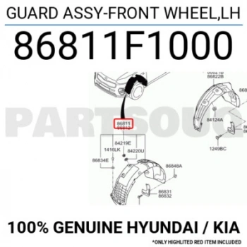 Kia Sportage Ön Çamurluk Davlumbazı Sol 2016- (Oem No:  86811F1000)