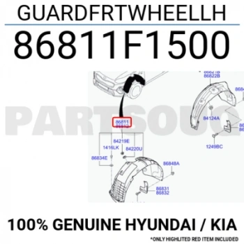 Kia Sportage Ön Çamurluk Davlumbazı Sol 2020- (Oem No:  86811-F1500)