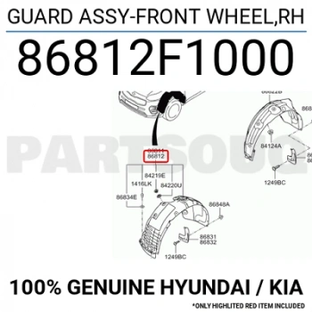 Kia Sportage Ön Çamurluk Davlumbazı Sağ 2016- (Oem No:  86812F1000)