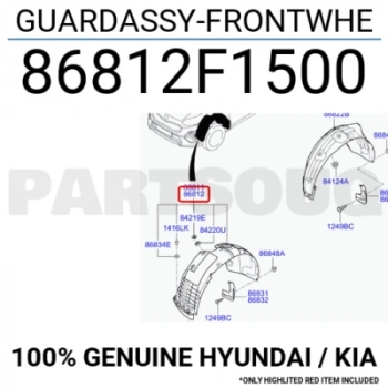 Kia Sportage Ön Çamurluk Davlumbazı Sağ 2020- (Oem No:  86812-F1500)