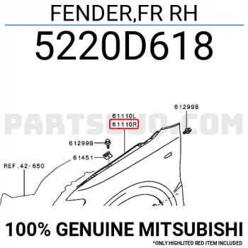 Mitsubishi Pajero Ön Çamurluk Dodik Delikli Sol 2007  (Oem No:  5220D618)