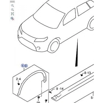 Suzuki Vitara Ön Çamurluk Dodik Plastiği Sol 2015- (Oem No:  77220-54P00-5Pk)