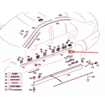 Mercedes C Class Arka Çamurluk Bandı Sol 2001- (Oem No:  A20369053629999)