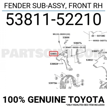 Toyota Yaris Ön Çamurluk Sağ 2006 (Oem No:  5381152210)