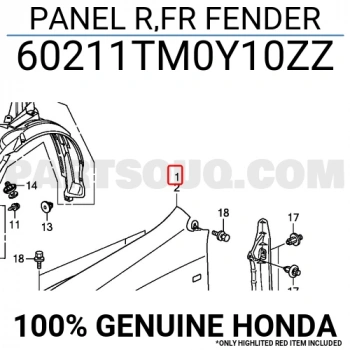 Honda City Ön Çamurluk Sağ 2009-  (Oem No:  60211Tm0Y10Zz)