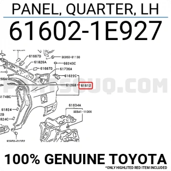 Toyota Corolla Arka Çamurluk Sol 1992-1997 (Oem No:  616021E927)