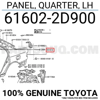 Toyota Corona Arka Çamurluk Sdn. Sol 1993--1997 (Oem No:  616022D900)