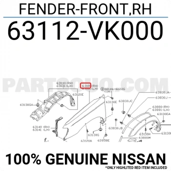 Nissan Pıckup D22 Ön Çamurluk Sinyal Delikli Sağ 2002-2004 (Oem No:  63112Vk000)