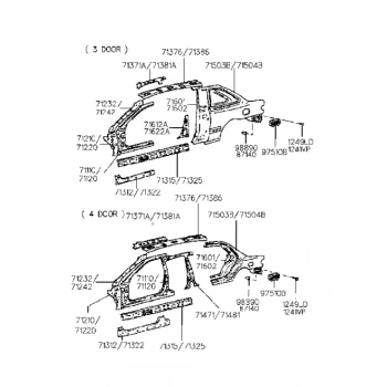Hyundai Accent Arka Çamurluk Sol 1998-2000  (Oem No:  71503223A0)