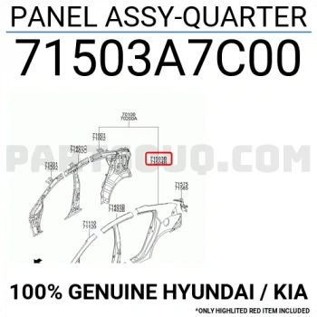 Hyundai Tucson Arka Çamurluk Sol 2014- (Oem No:  71503D7C00)